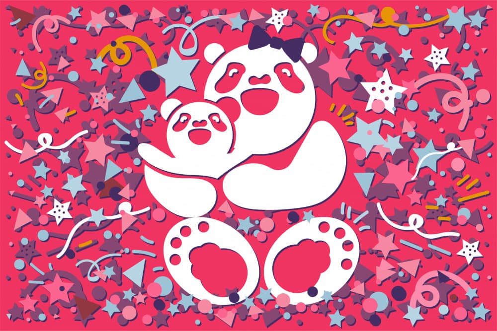 Happy Panda Family Party by Marika Barsrsind — canvas wall art