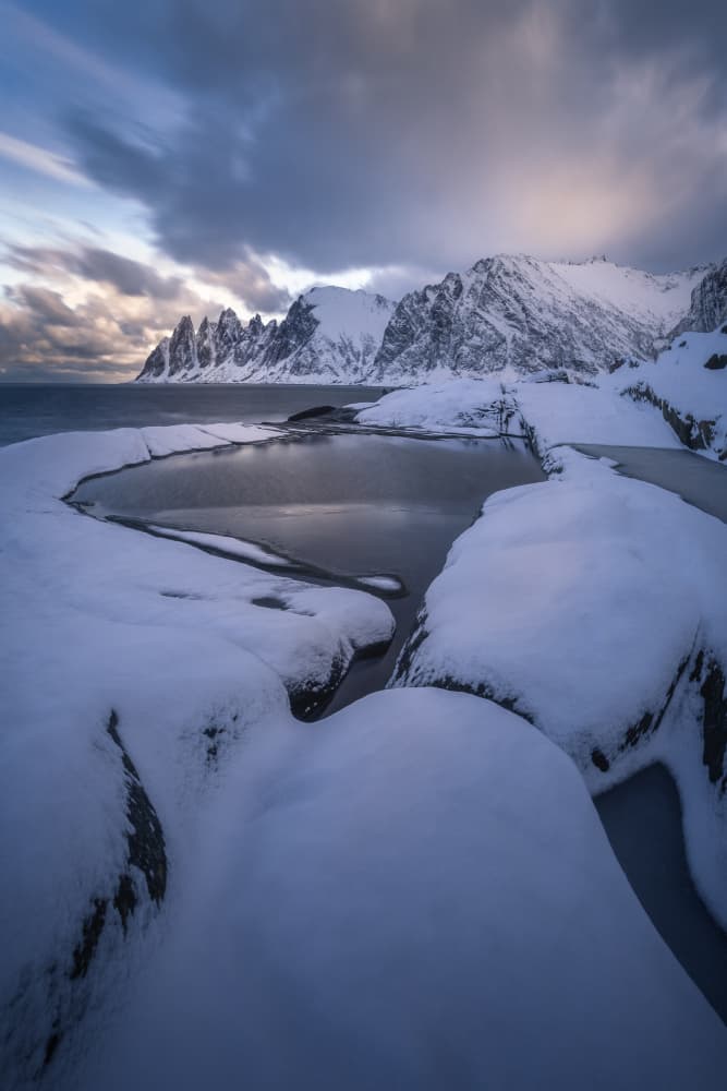 Snowy Fjord Reflection by Pilar Hm — canvas wall art