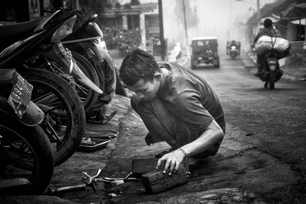 Street Mechanic At Work by Ricardo Gayan — canvas wall art