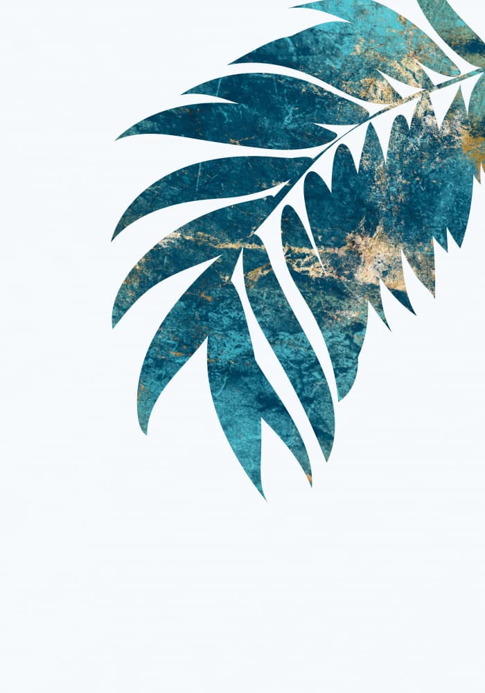 Teal Gold Palm Leaves by Sarah Manovski — canvas wall art