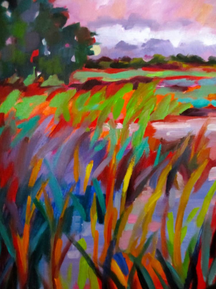 Vibrant Marsh Sunset by Maxine Shore — canvas wall art