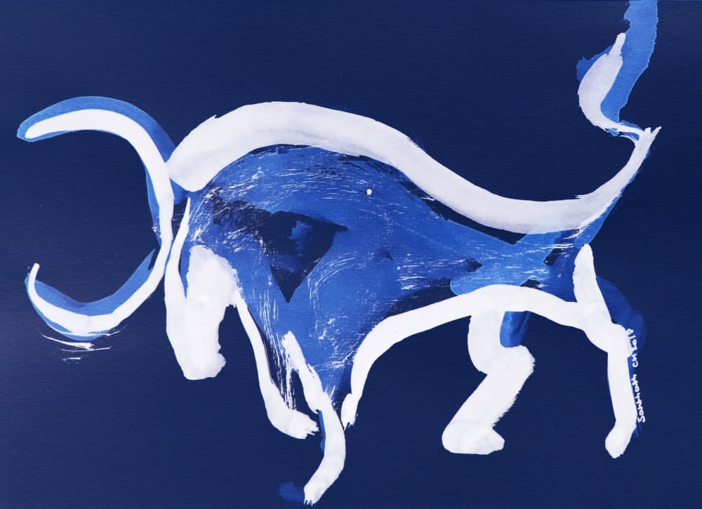 Dynamic Blue Bull by Santhosh ch — canvas wall art