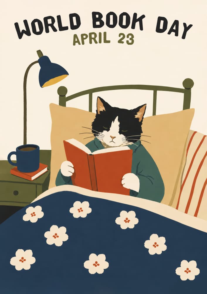 Cozy Cat Reading Night by Patryk Krygowski — canvas wall art