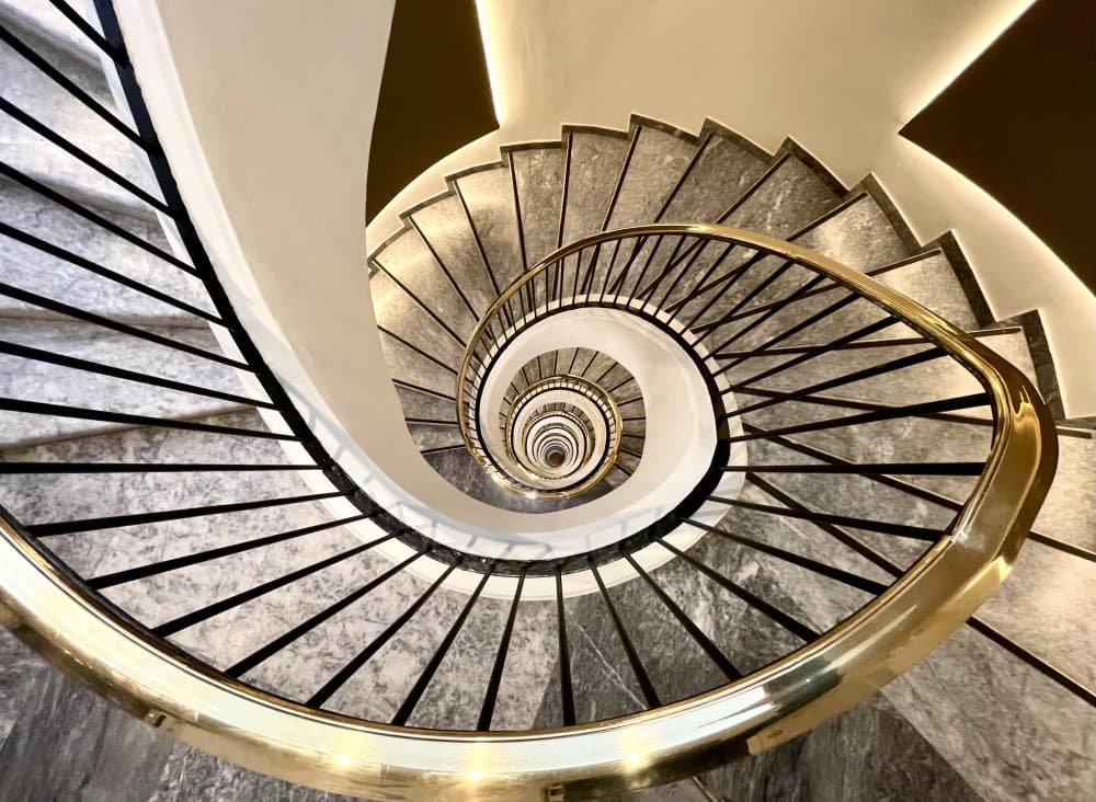 Golden Spiral Staircase by KIMIO KOBAYASHI — canvas wall art