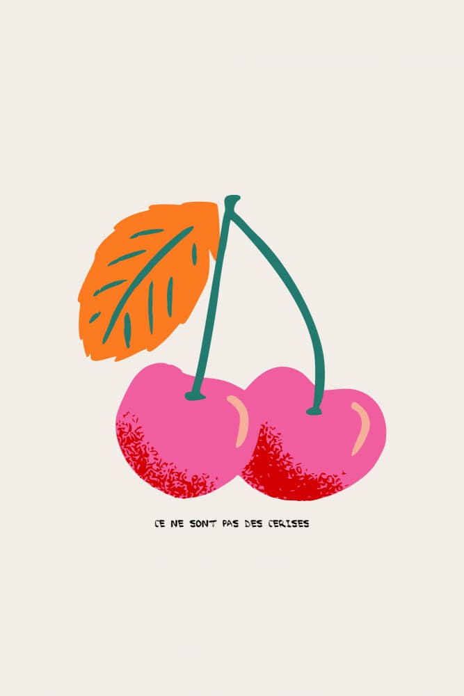 Pink Cherries Illustration by Annick — canvas wall art
