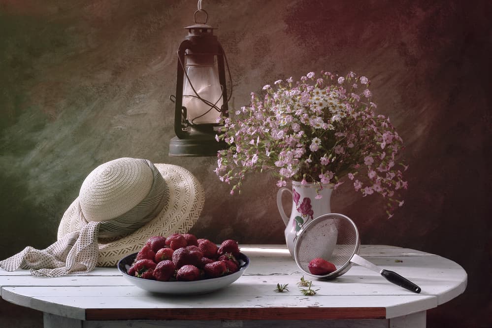 Summer Strawberries Still Life by UstinaGreen — canvas wall art
