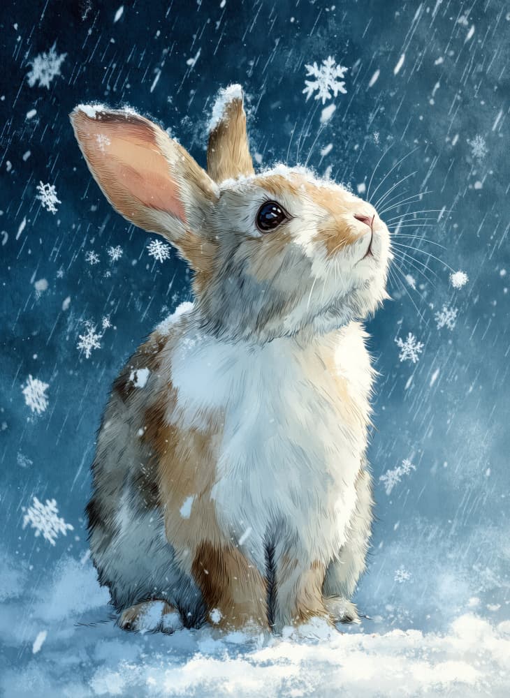 Winter Animal Rabbit 7 by Justyna Jaszke — canvas wall art