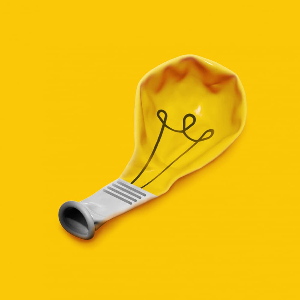 Deflated Idea Light Bulb by Artem Pozdniakov — canvas wall art