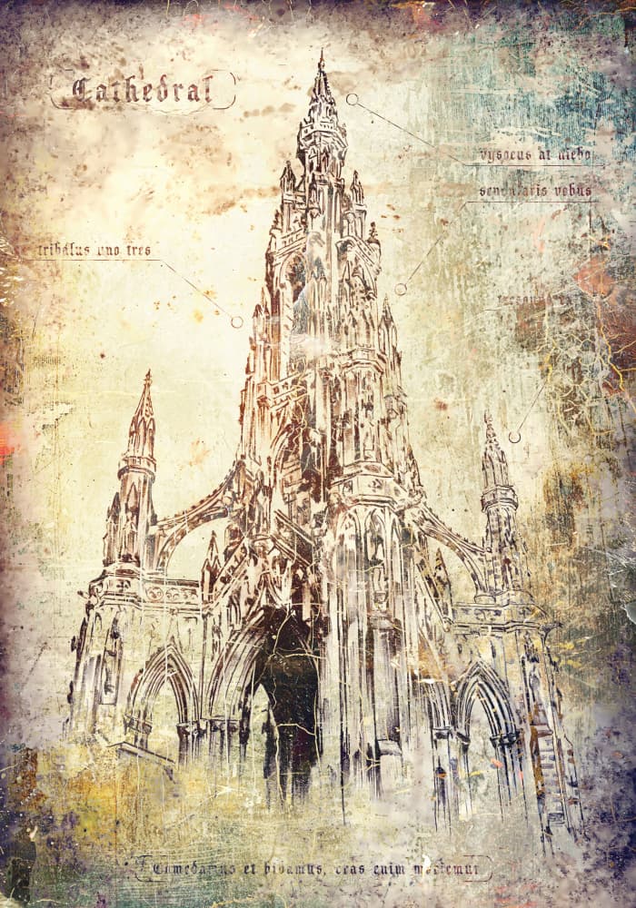 Grand Gothic Monument Sketch by Rafal Kulik — canvas wall art