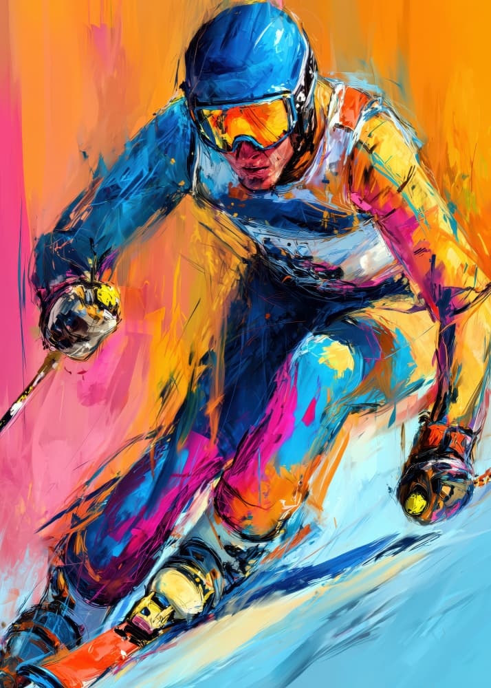 Vibrant Ski Action by Justyna Jaszke — canvas wall art