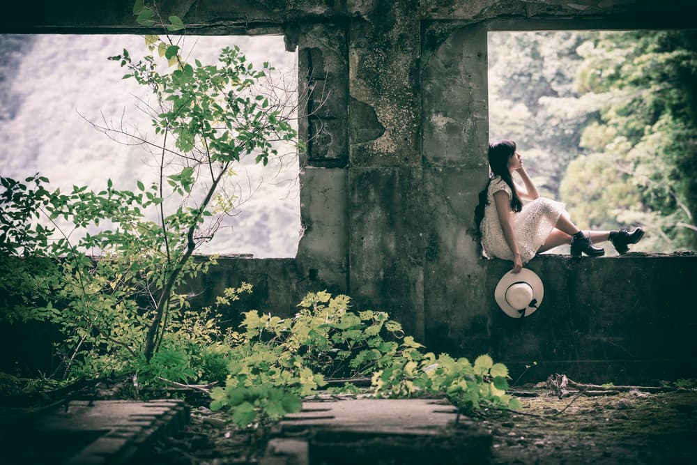 Woman by Ruined Window by 7 Flavor C/P — canvas wall art