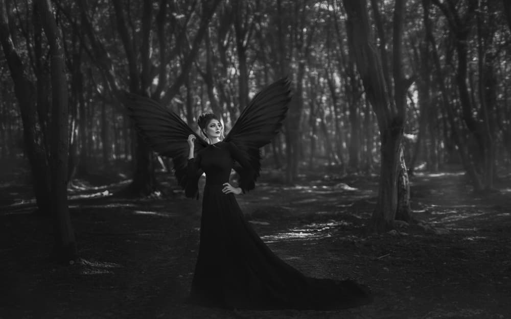 Dark Angel in Forest by Adalia Fedur — canvas wall art