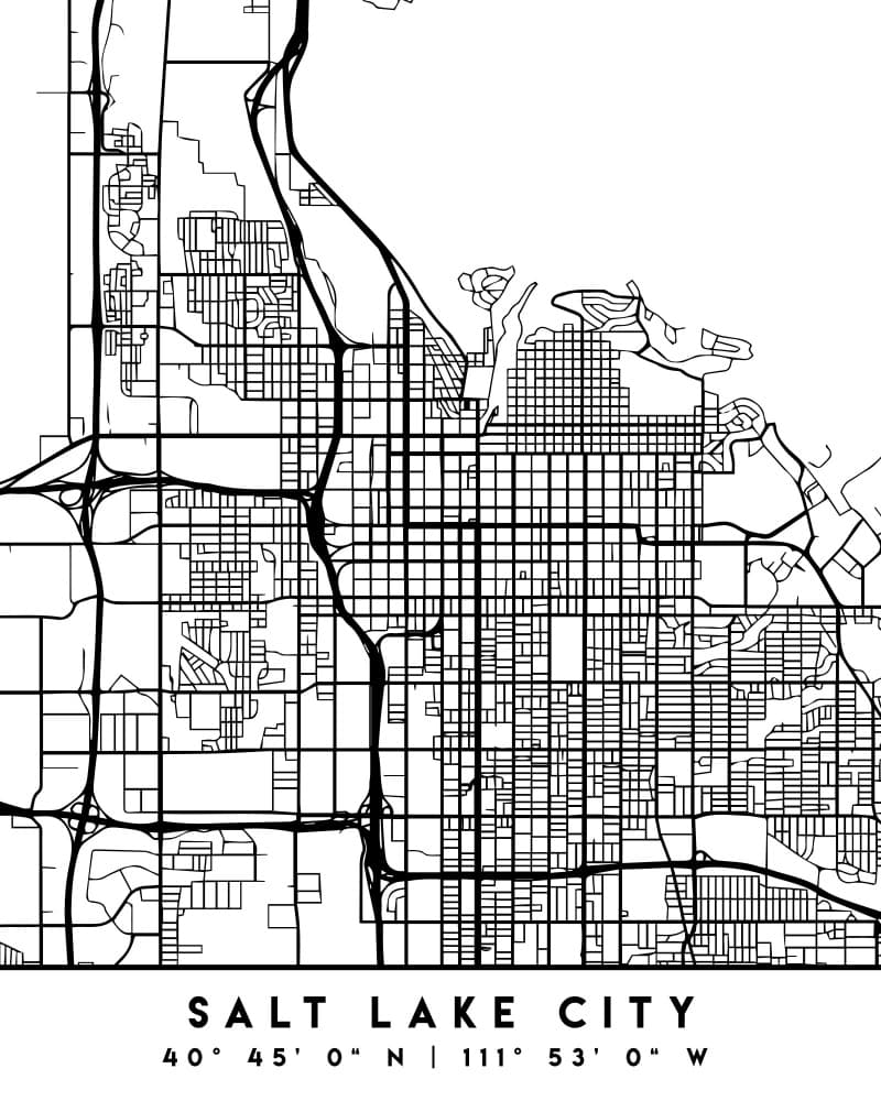 Salt Lake City Map by Emiliano Deificus — canvas wall art
