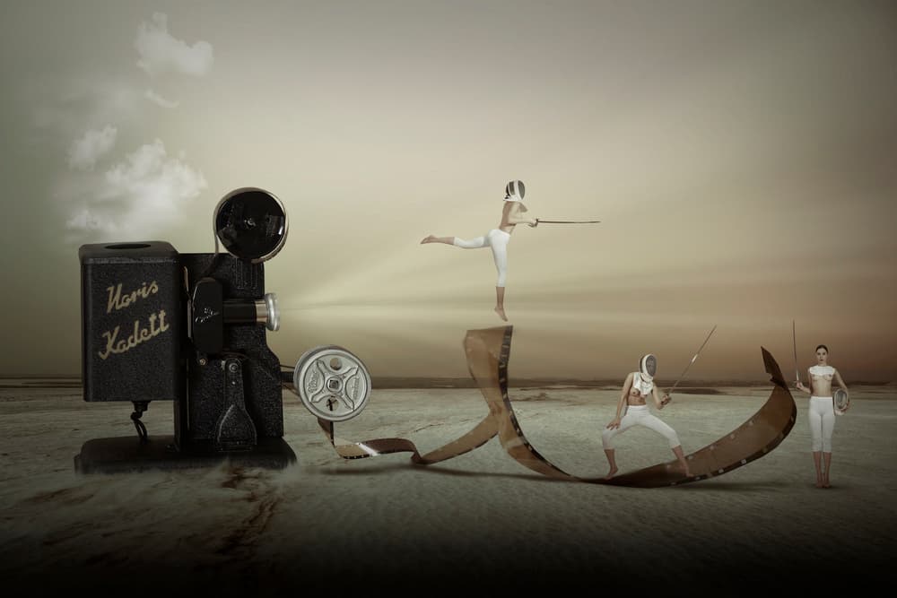Vintage Film Fencers by Christine von Diepenbroek — canvas wall art