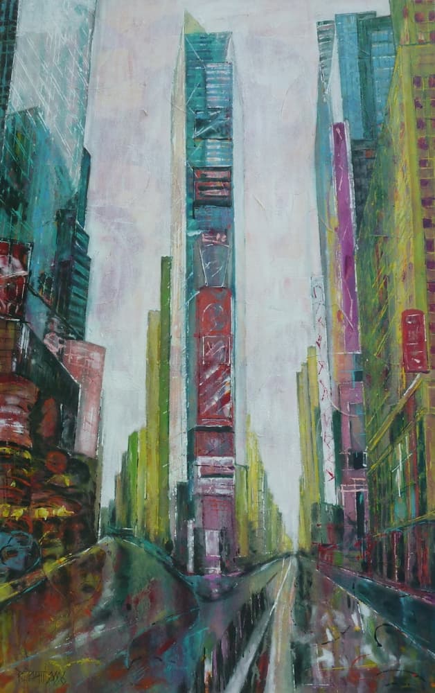 Vibrant City Reflections by Barbara Piatti — canvas wall art