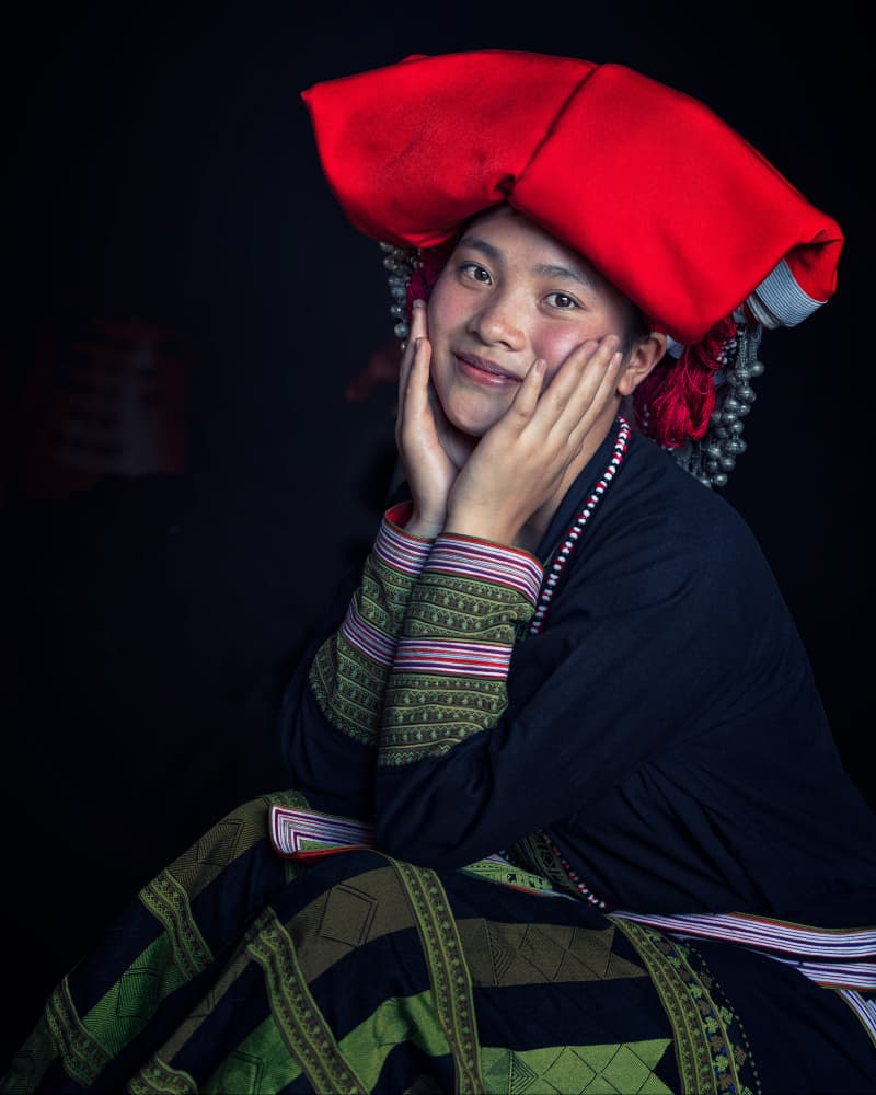 Traditional Woman Red Headdress by Fira Mikael — canvas wall art