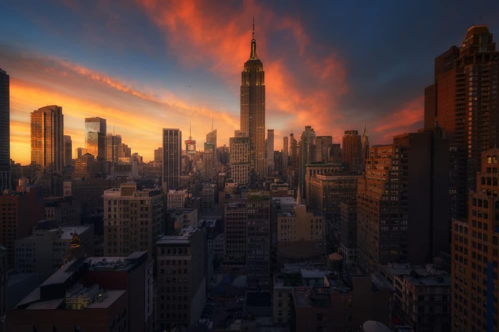 Empire State Sunset Glow by David Martin Castan — canvas wall art