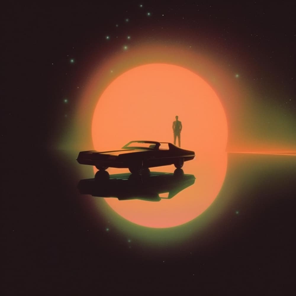 Lone Traveler Orange Planet by Samantha Hearn — canvas wall art