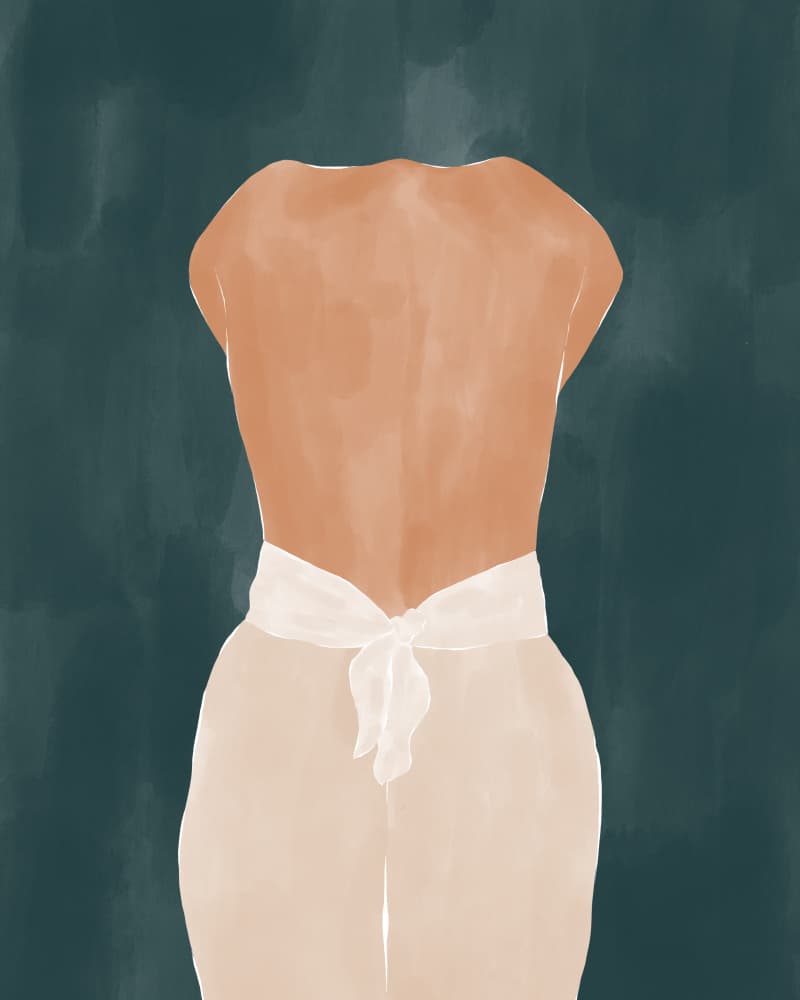 Elegant Woman Back Bow by Ivy Green Illustrations — canvas wall art