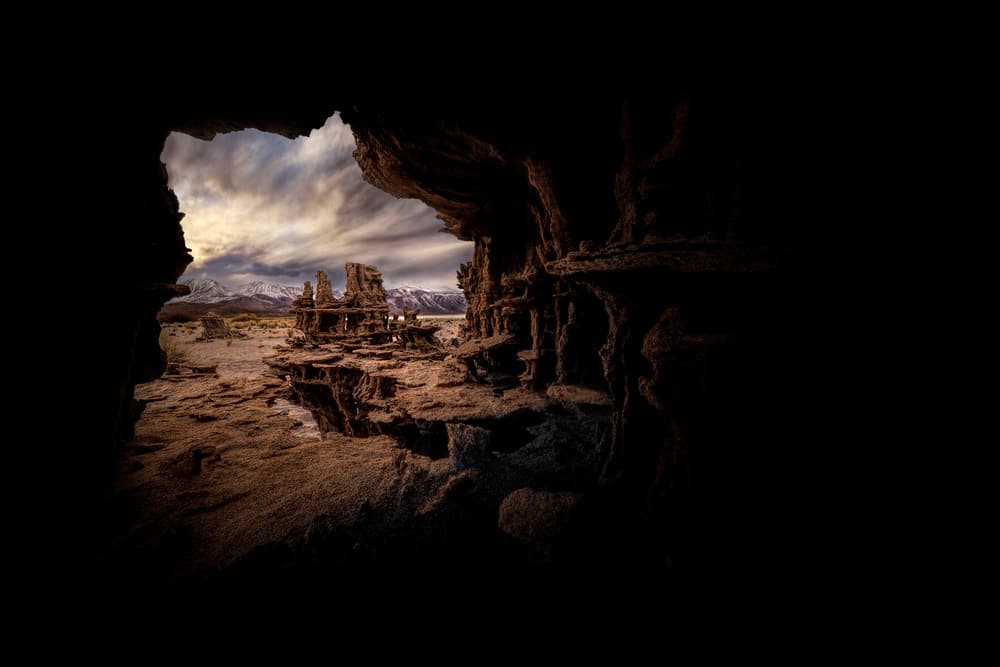Mysterious Cave Landscape by Kirbyturnage — canvas wall art