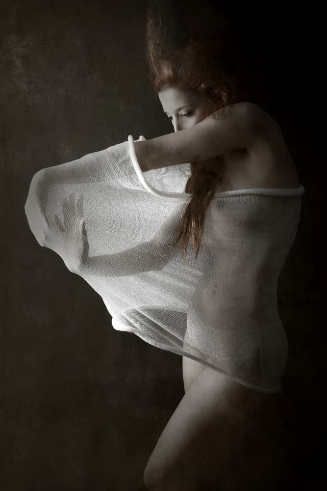 Ethereal Woman Sheer Fabric by Olga Mest — canvas wall art