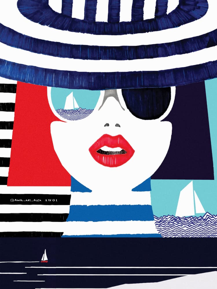 Nautical Woman Red Lips by Awol Art Alex — canvas wall art