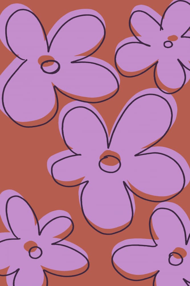Retro Purple Flowers by Treechild — canvas wall art