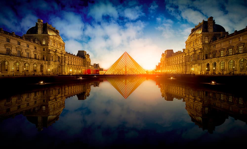 Louvre Pyramid Sunset Reflection by Massimo Cuomo — canvas wall art