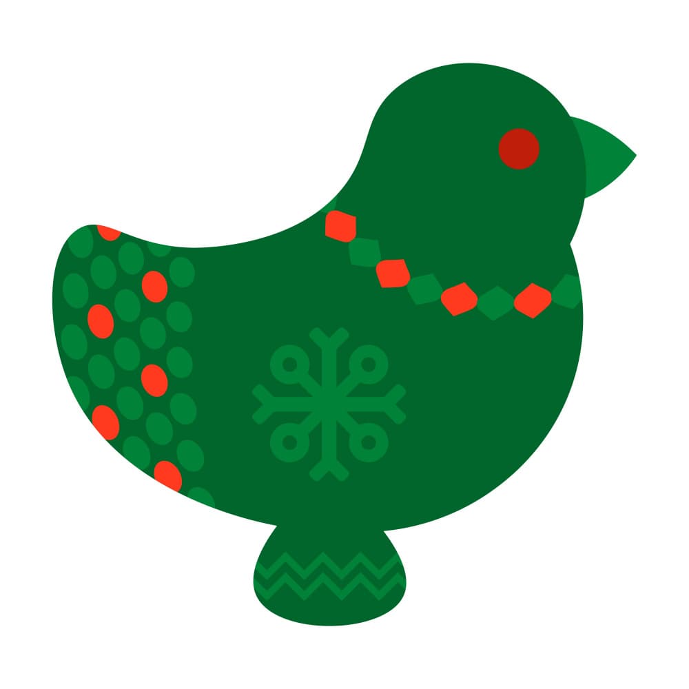 Holiday Folk Bird by Marika Barsrsind — canvas wall art