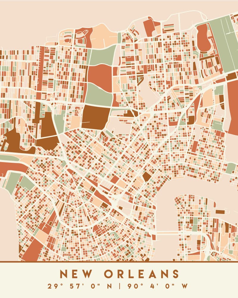 New Orleans City Map by Emiliano Deificus — canvas wall art
