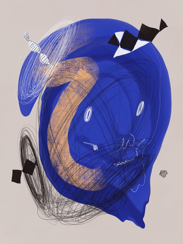 Abstract Blue Character by Little Dean — canvas wall art