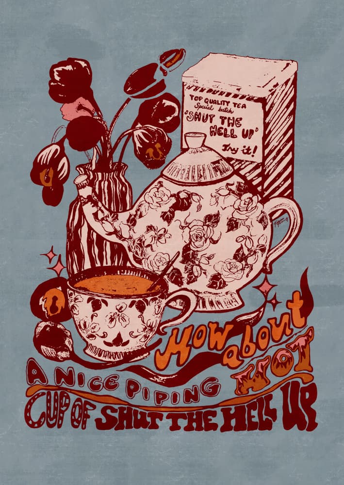 Sarcastic Tea Time by Katariina Kosunen — canvas wall art