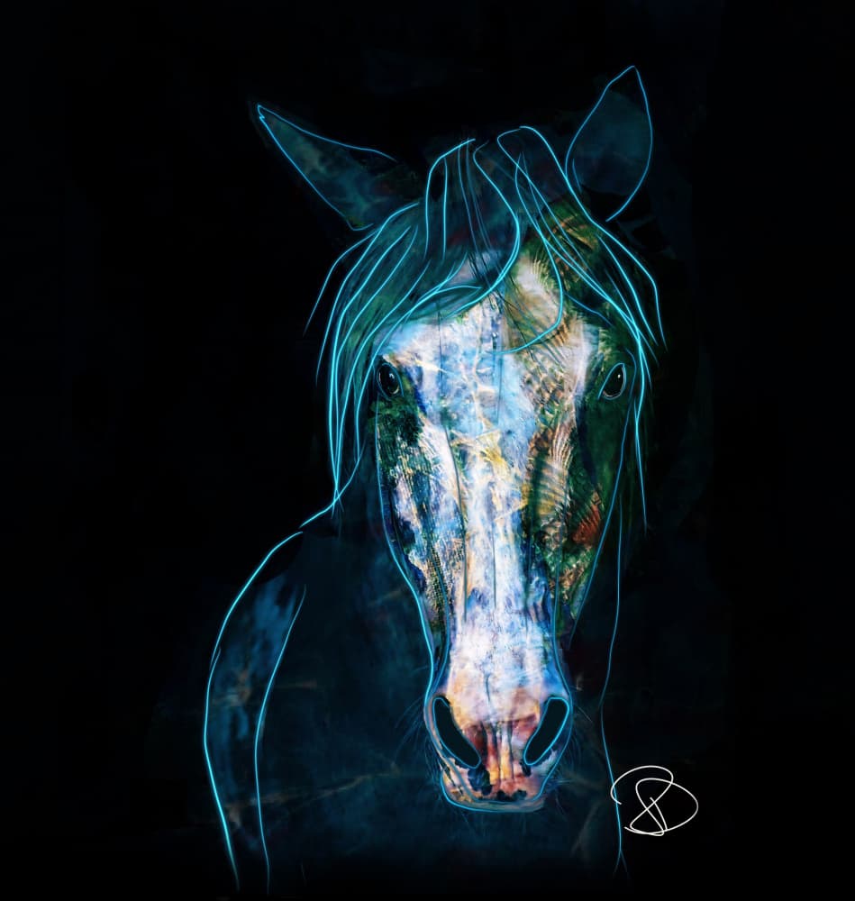 Abstract Neon Horse by Ruth Day — canvas wall art