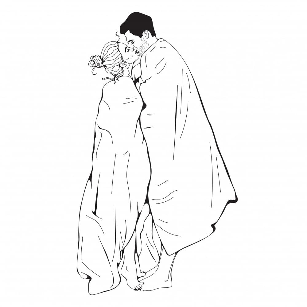 Sweet Blanket Kiss by Olga Galeeva — canvas wall art