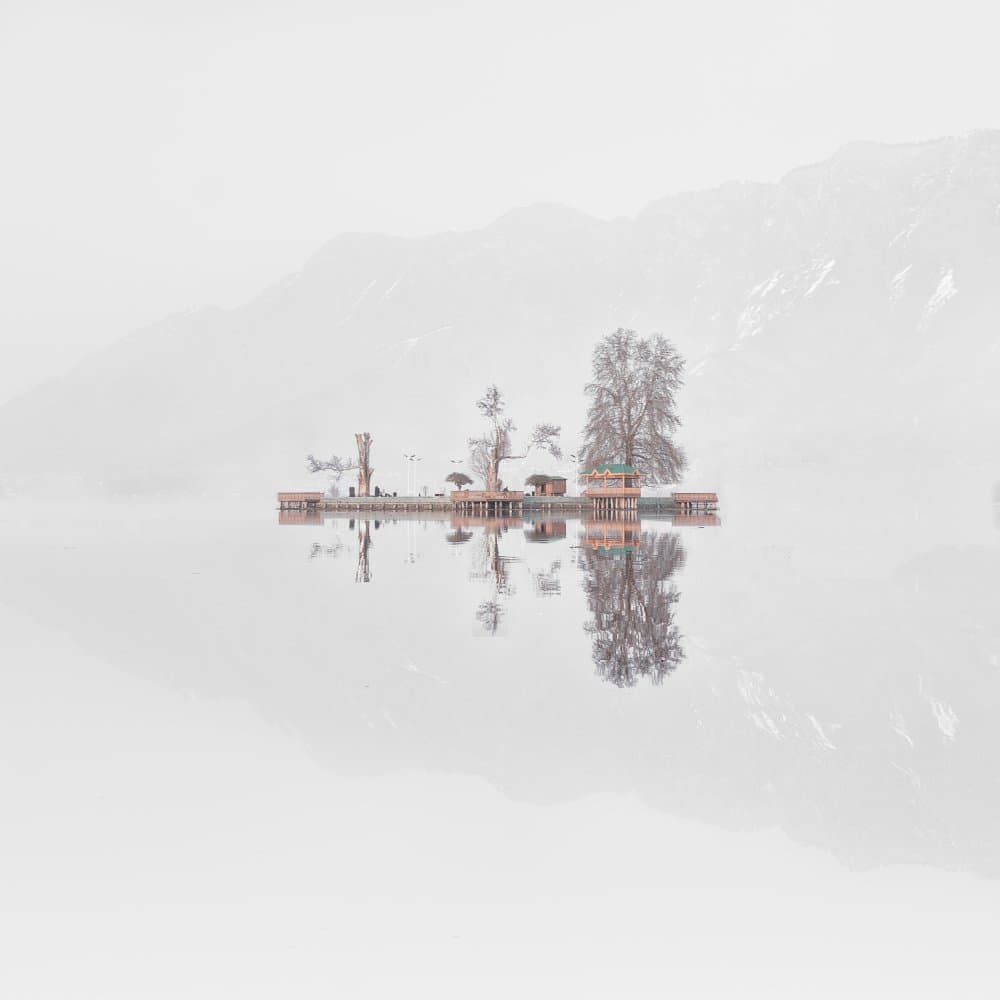 Misty Lake Solitude by Jassi Oberai — canvas wall art