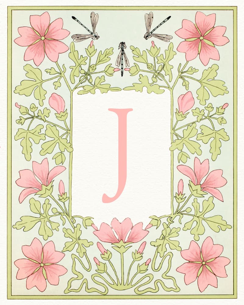Art Nouveau Floral J by Wild Violets — canvas wall art