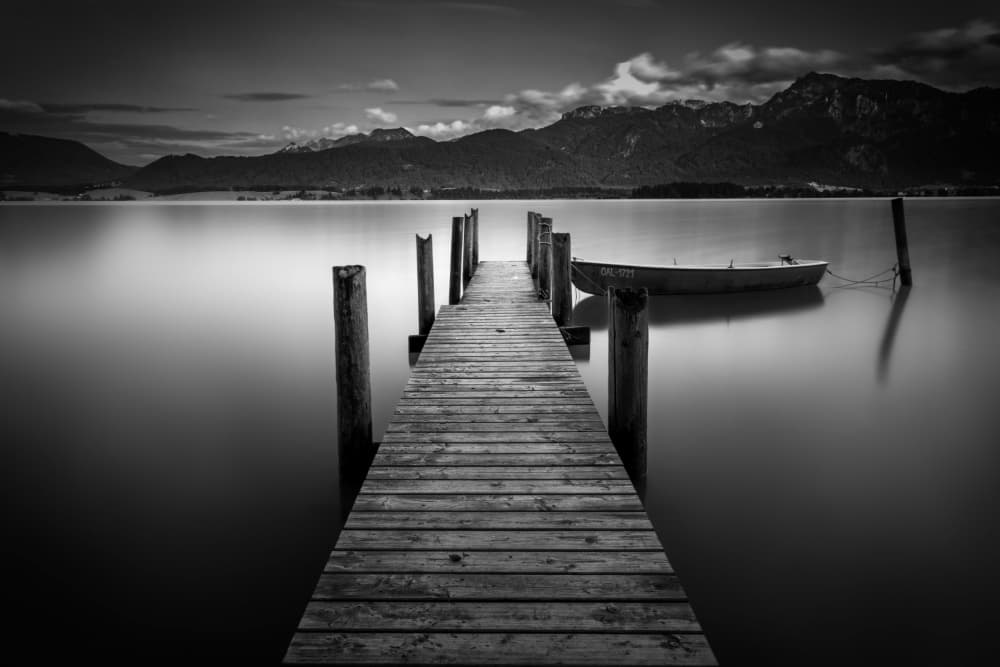 Calm Lake Pier by Patrick Wöhrle — canvas wall art