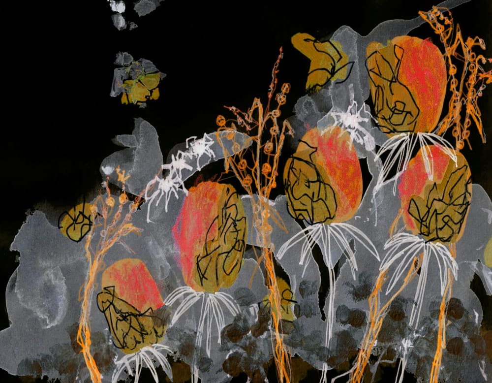 Dark Gold Blooms by Lori Ann Folz — canvas wall art