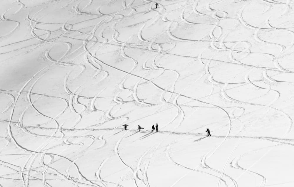 Skiers on Winter Slope by Anita Palceska — canvas wall art