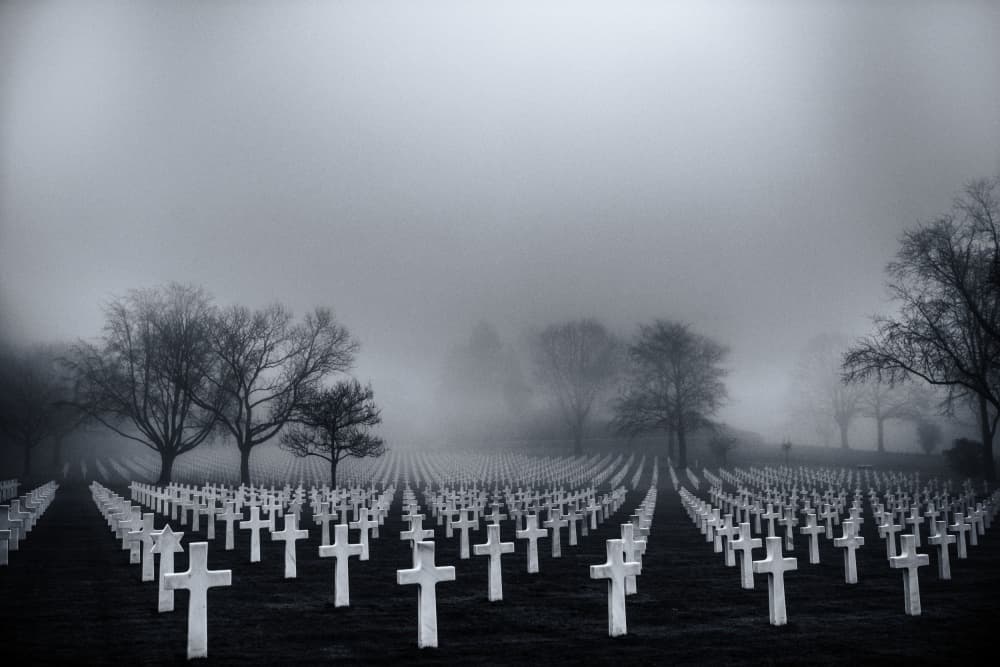 White Crosses in Fog by Arnaud BRATKOVIC — canvas wall art