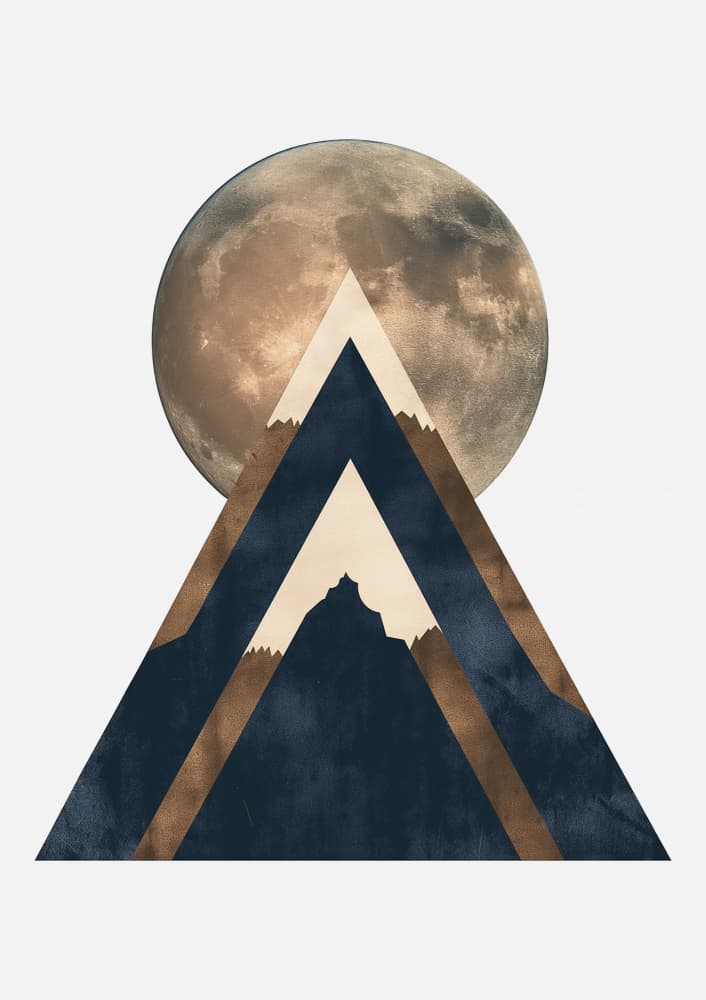 Geometric Moon Mountains by SHANDU — canvas wall art