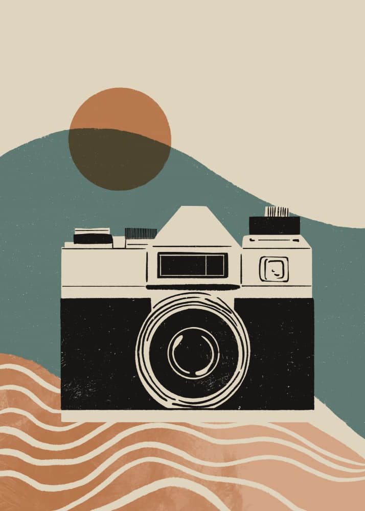 Vintage Camera Sun Waves by Katarzyna Gąsiorowska — canvas wall art
