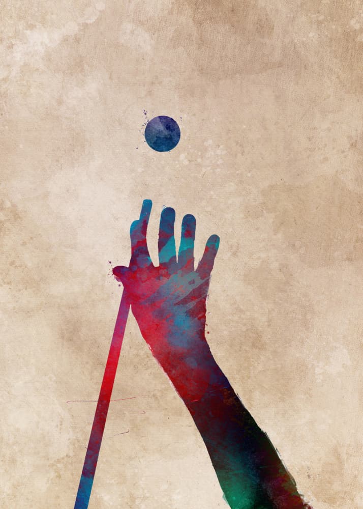 Billiards Hand Splash by Justyna Jaszke — canvas wall art