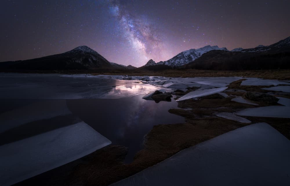 Milky Way Over Icy Lake by NingYun Ye — canvas wall art