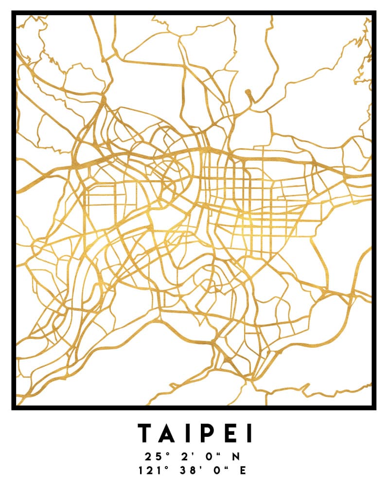 Taipei Gold City Map by Emiliano Deificus — canvas wall art