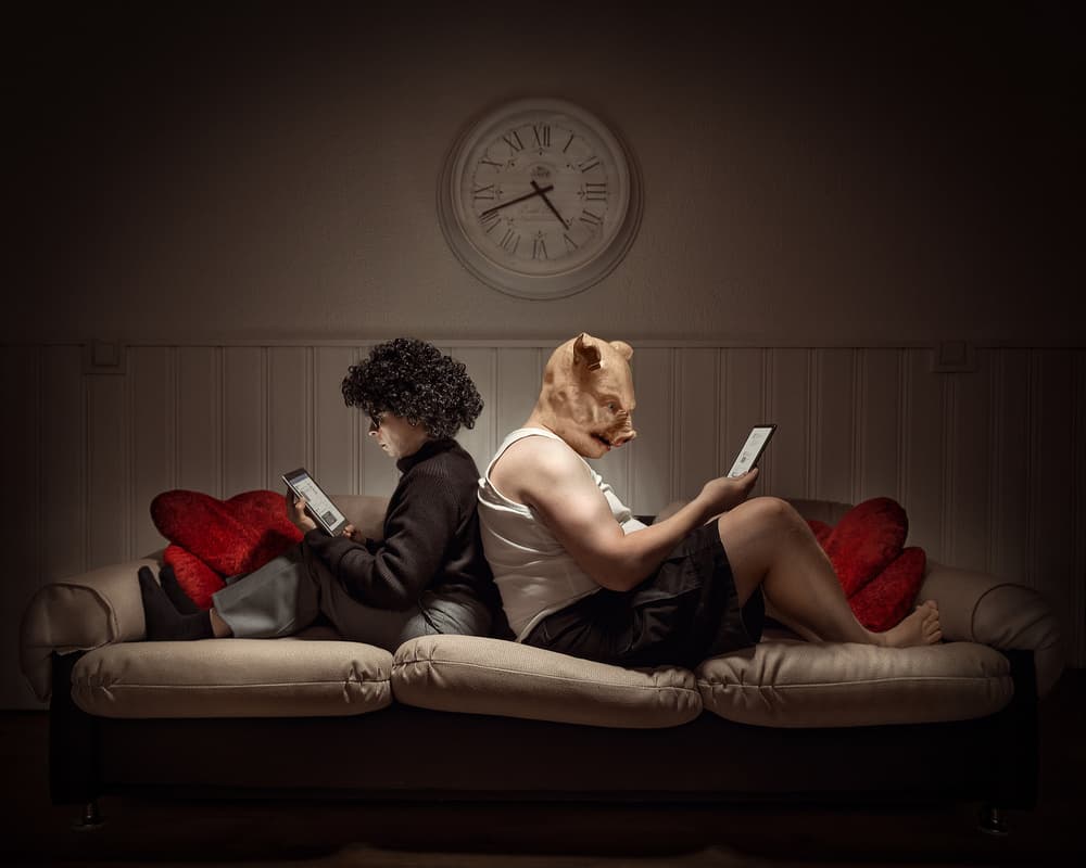 Pig Mask Digital Couple by Petri Damstén — canvas wall art
