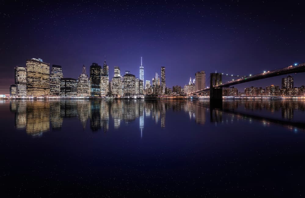 New York City Night Reflections by Jorge Ruiz Dueso — canvas wall art