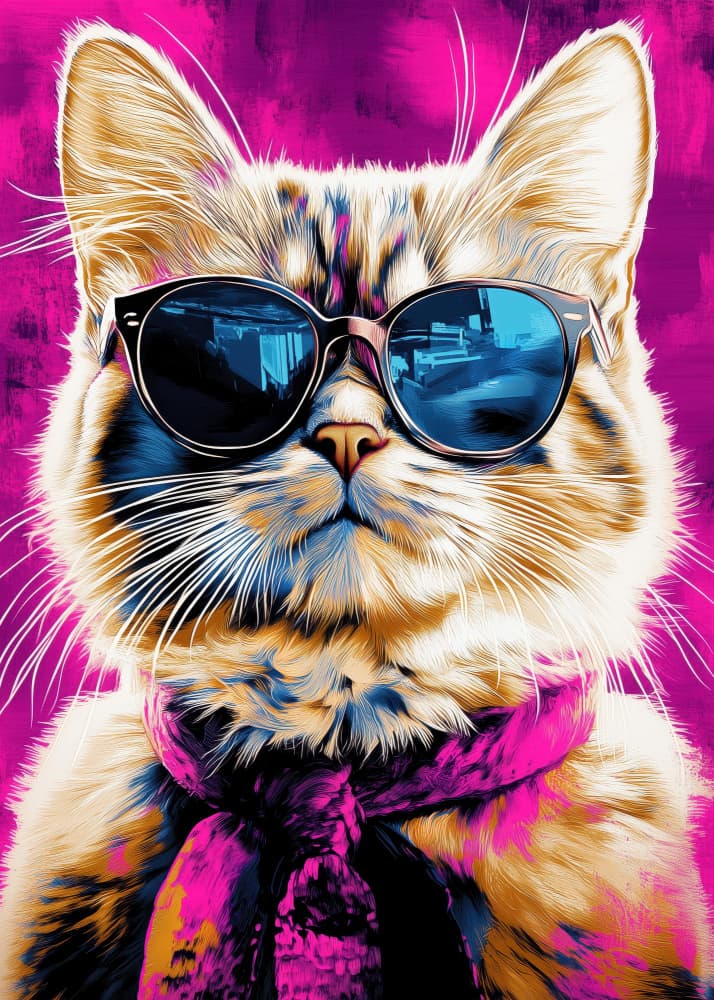 Cool Cat Portrait by Justyna Jaszke — canvas wall art