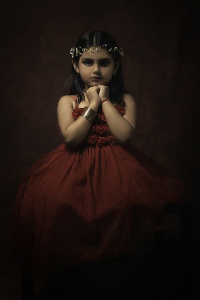 Ethereal Girl in Red by Nilendu Banerjee — canvas wall art