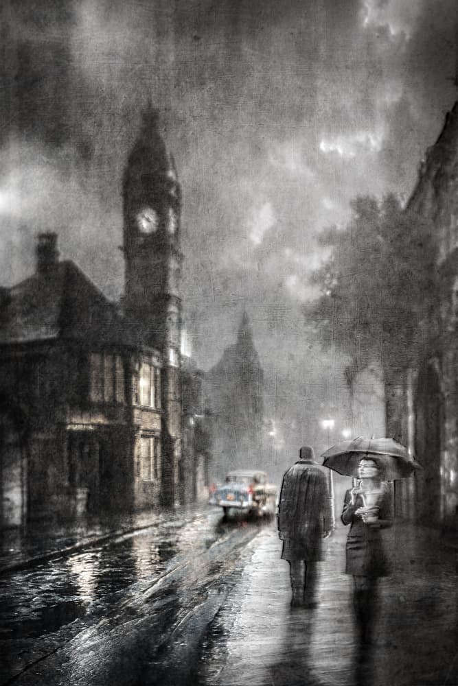 Rainy City Walk by Amer Jassim — canvas wall art